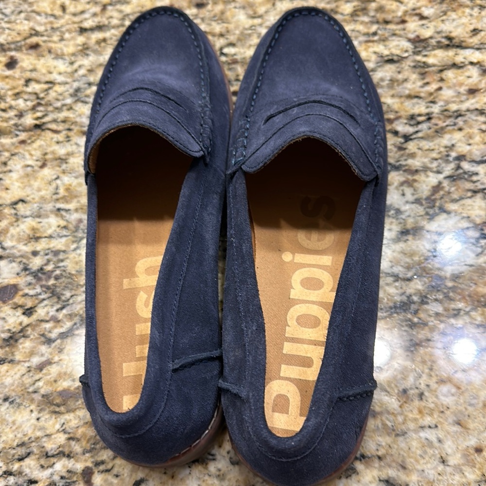 Hush Puppies blue suede penny loafers women size 9.5